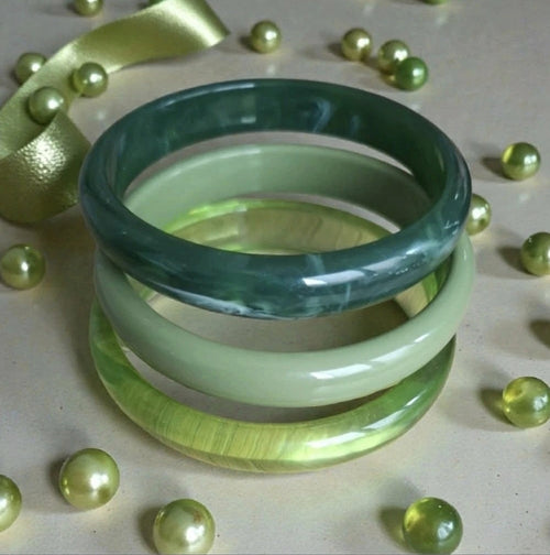 Lot de 3 Bracelets jonc vert acrylique tendance