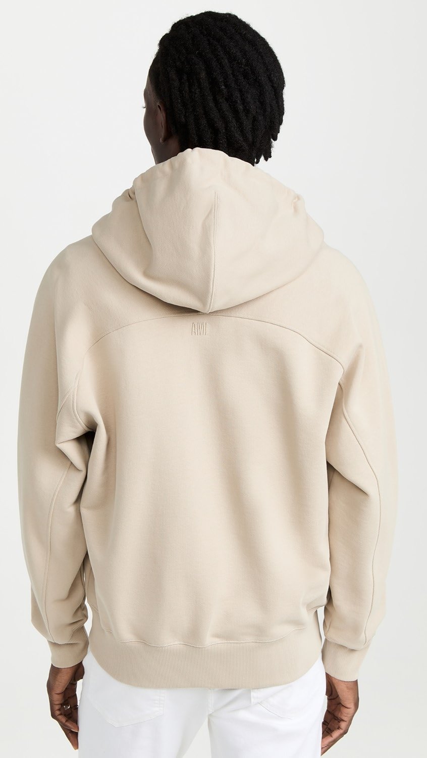 Hoodie Zippé Beige Ami De Coeur Embossé en Coton
