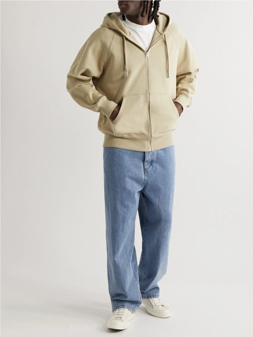 Hoodie Zippé Beige Ami De Coeur Embossé en Coton