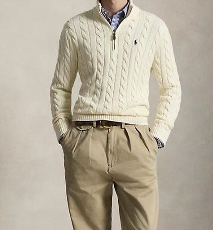 cardigans Pulls
Pull demi-zippé en coton torsadé