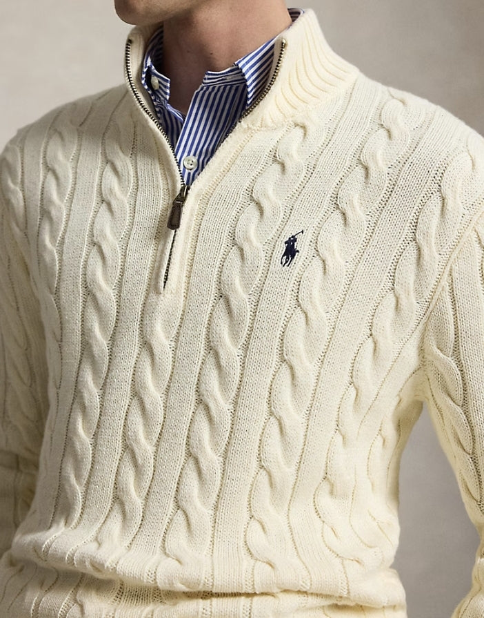 cardigans Pulls
Pull demi-zippé en coton torsadé
